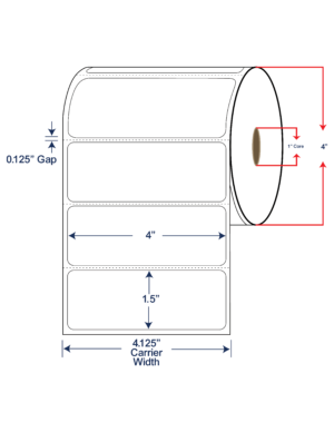 4x1.5 Direct Thermal Labels - 4" OD, 1" core w/Perf