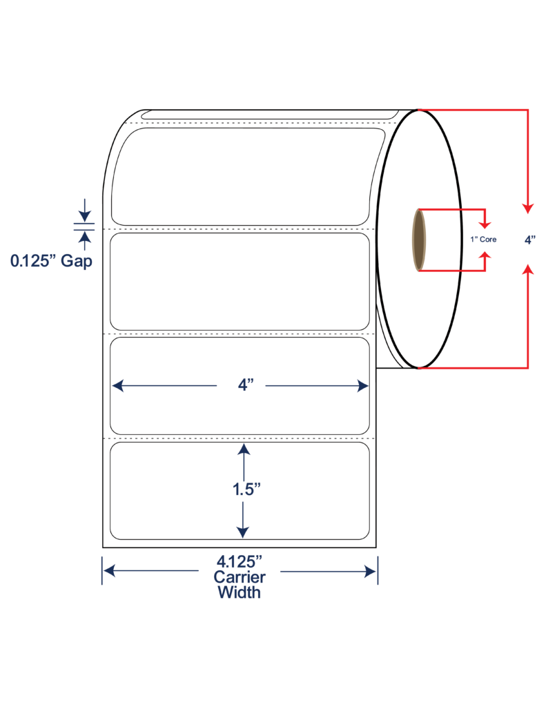 4x1.5 Direct Thermal Labels - 4" OD, 1" core w/Perf