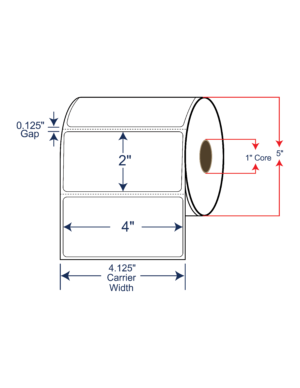 4x2 Direct Thermal Labels - 5" OD, 1" core w/Perf