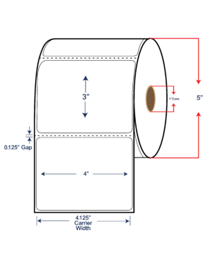 4x3 Direct Thermal Labels - 5" OD, 1" core w/Perf