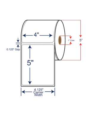 4x5 Direct Thermal Labels - 5" OD, 1" core w/Perf