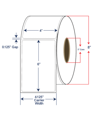4x6 Direct Thermal Labels - 8" OD w/Perf