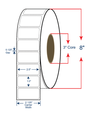 2x1 Thermal Transfer Labels 8 OD