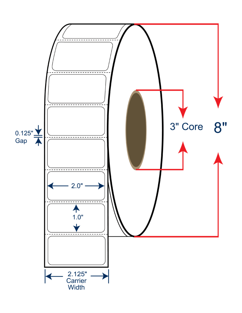 2x1 Thermal Transfer Labels 8 OD