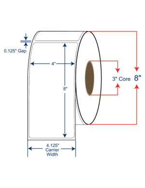 4x8 Thermal Transfer Labels 8" OD, 3" core