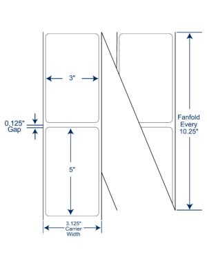 3x5 Thermal Transfer Labels FAN FOLD