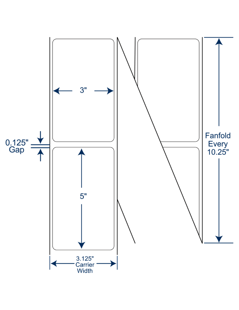 3x5 Thermal Transfer Labels FAN FOLD