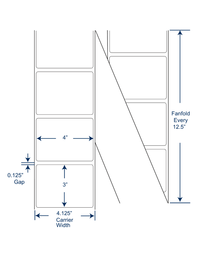 4x3 Thermal Transfer Labels FAN FOLD