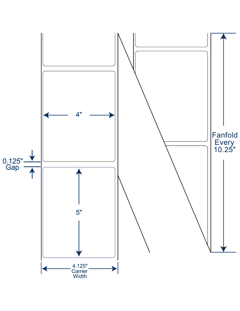 4x5 Thermal Transfer Labels FAN FOLD