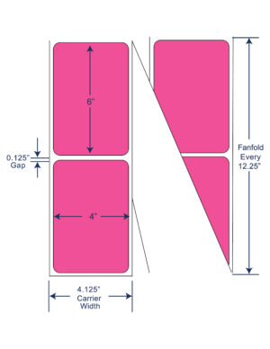 4x6 Pink(196) Thermal Transfer Labels FAN FOLD COLOR LABELS w/Perf