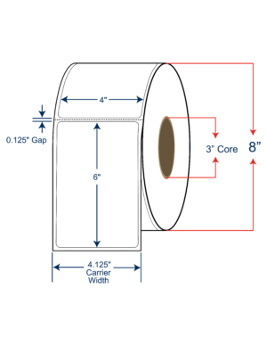 4x6 Thermal Transfer Labels 3.0 MIL POLYPRO (COMPARABLE TO KIMDURA) 8" OD, 3" core w/Perf