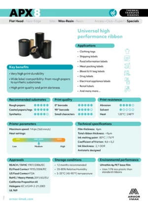 T84397IO APX 8 Wax/Resin Black Thermal Transfer Ribbon - 3.27" x 1345' - Inside