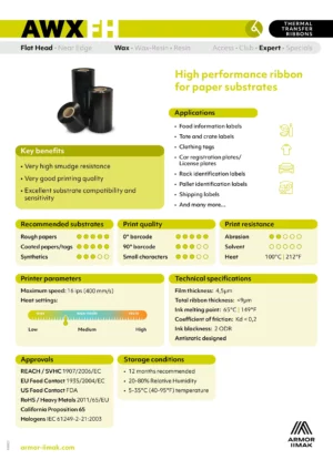 T78946IO AWX FH Wax Black Ribbon - 5.12" x 1476' - Inside