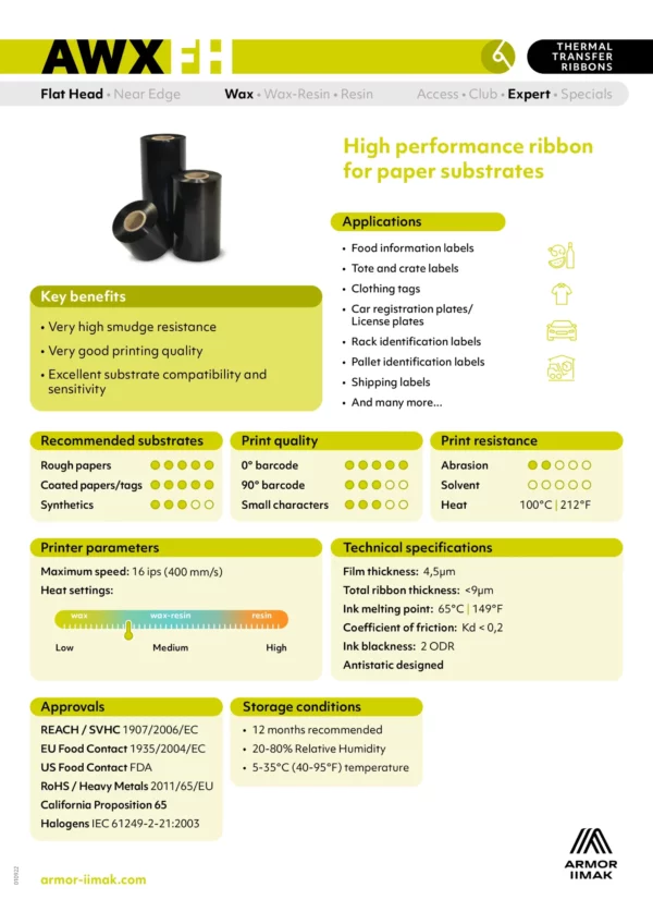 T77264IO AWX FH Wax Black Ribbon - 4.72" x 1476' - Inside